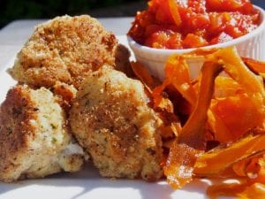 Crunchy Chicken Nuggets And Homemade Tomato Chutney Sauce