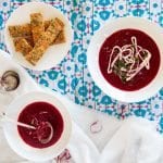 Raw Beetroot Kombucha Soup With Carrot & Caraway Crackers