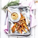 Roasted Sweet Potato Fries With Lemon Cashew Dip